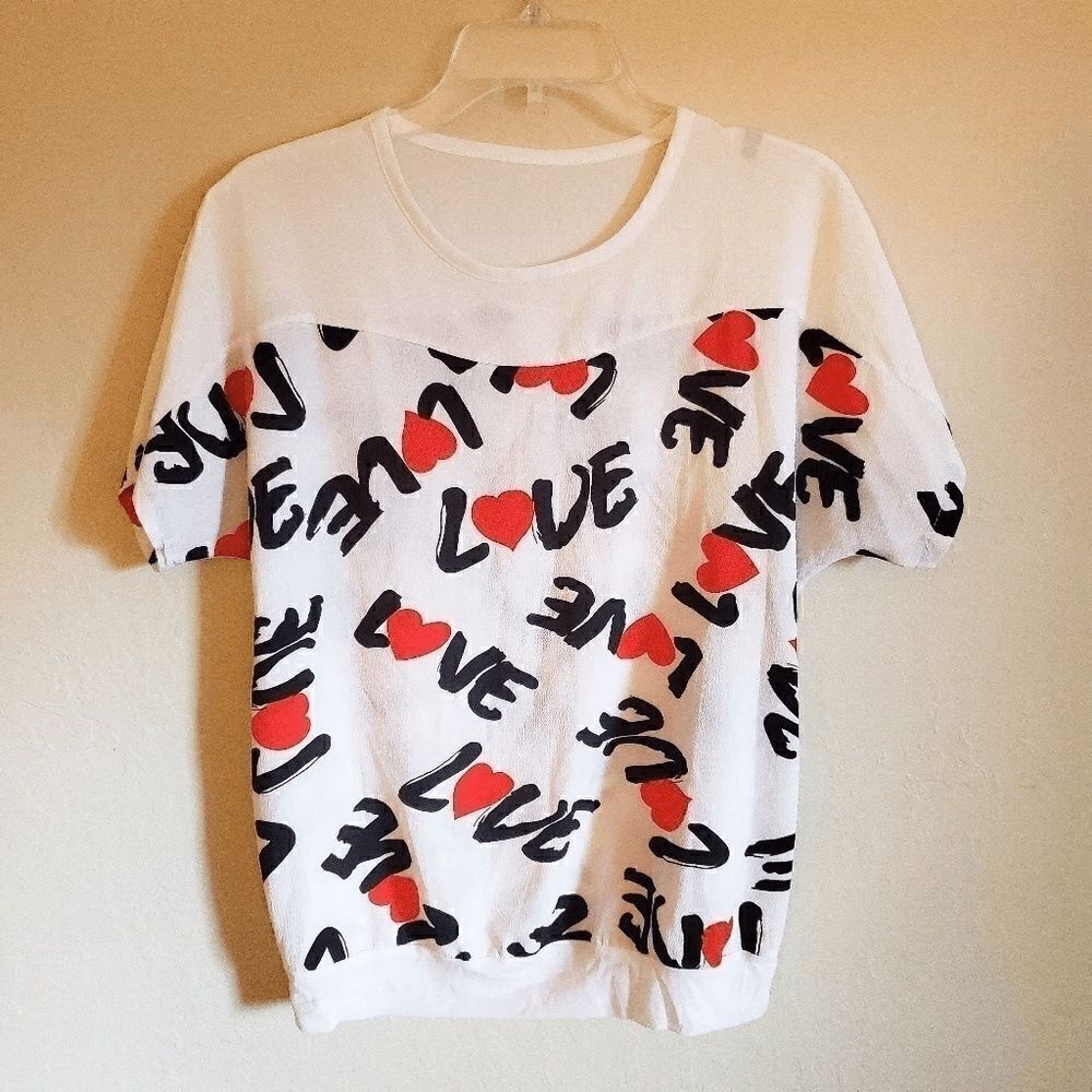 Women's Vintage Short Sleeve Blouse Size M